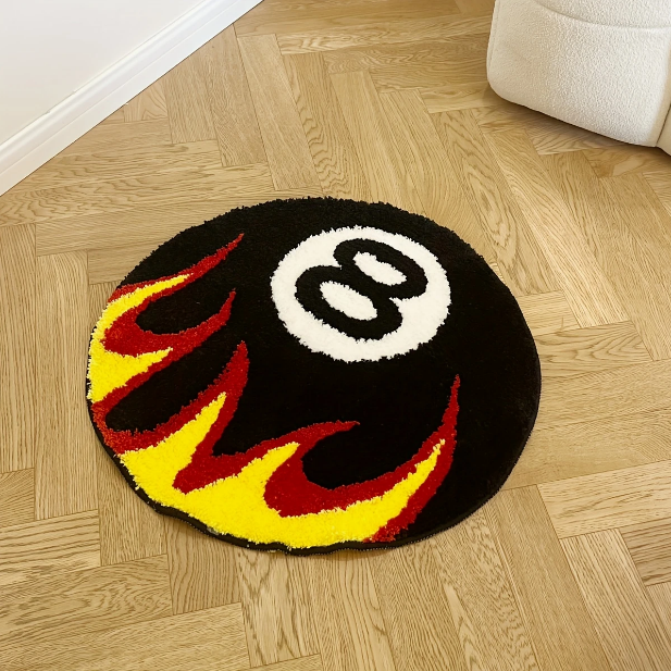 Fiery 8-Ball Rug