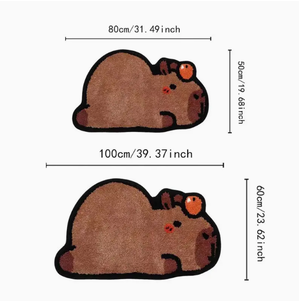 Cute Brown Capybara Rug