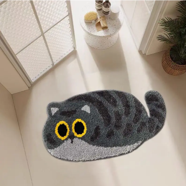 Adorable Gray Cat Rug