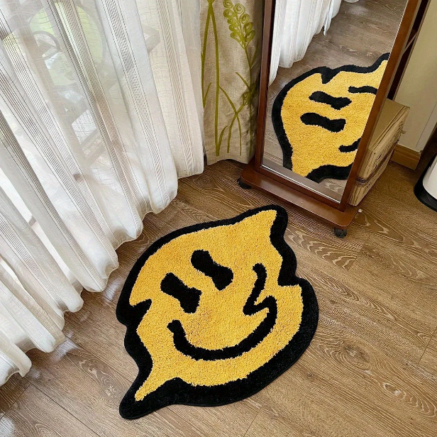 Distorted Smiley Face Rug
