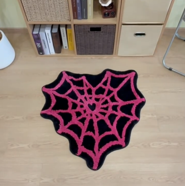 Fluffy Heart Shaped Spider Web Rug