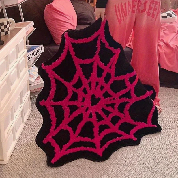 Fluffy Heart Shaped Spider Web Rug