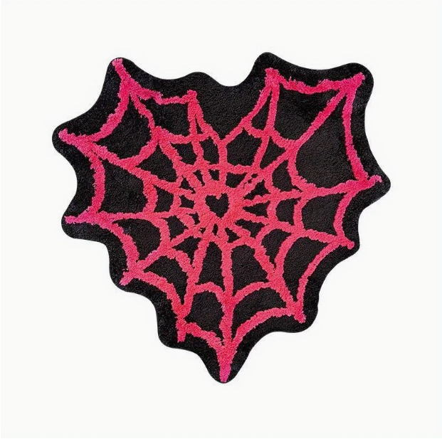 Fluffy Heart Shaped Spider Web Rug