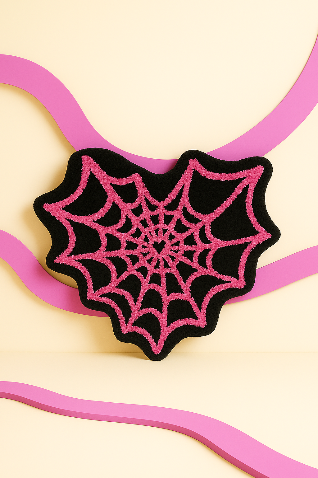 Fluffy Heart Shaped Spider Web Rug