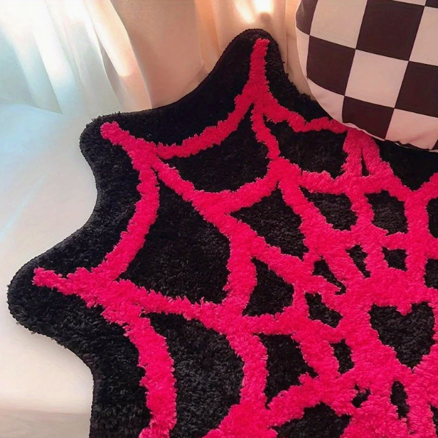 Fluffy Heart Shaped Spider Web Rug